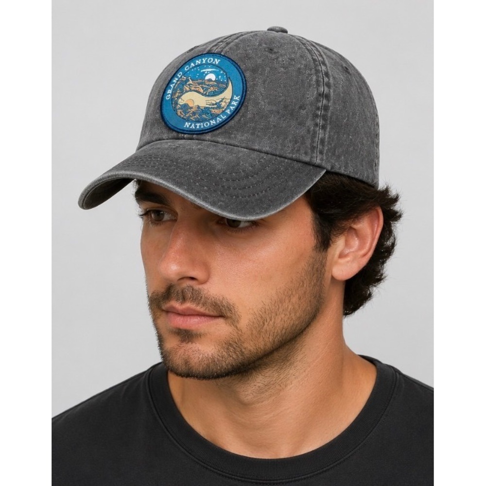 Grand Canyon National Park Hat Adult One Size Gray Acid Wash Adjustable Cap Logo